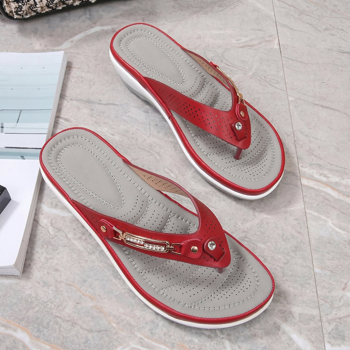 Karoline - Women's Summer Orthopaedic Wedge Toe Post Sandals